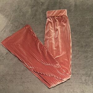 Pink velvet flared leggings